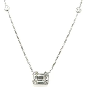 0.55ct tw Ladies Diamond Invisible-set Rounds & Baguette Diamonds Pendant Necklace