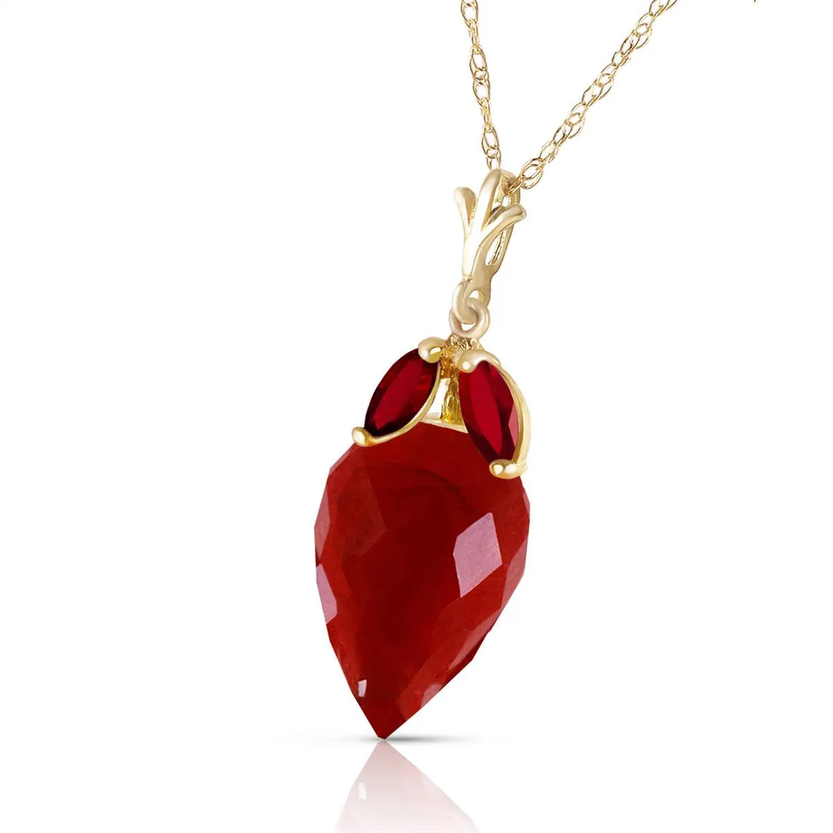 13.5 Carat 14K Solid Yellow Gold The Sky Is Red Ruby Necklace