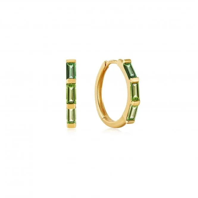 14ct Gold Tourmaline Huggie Hoop Earrings  EAU005-05YG
