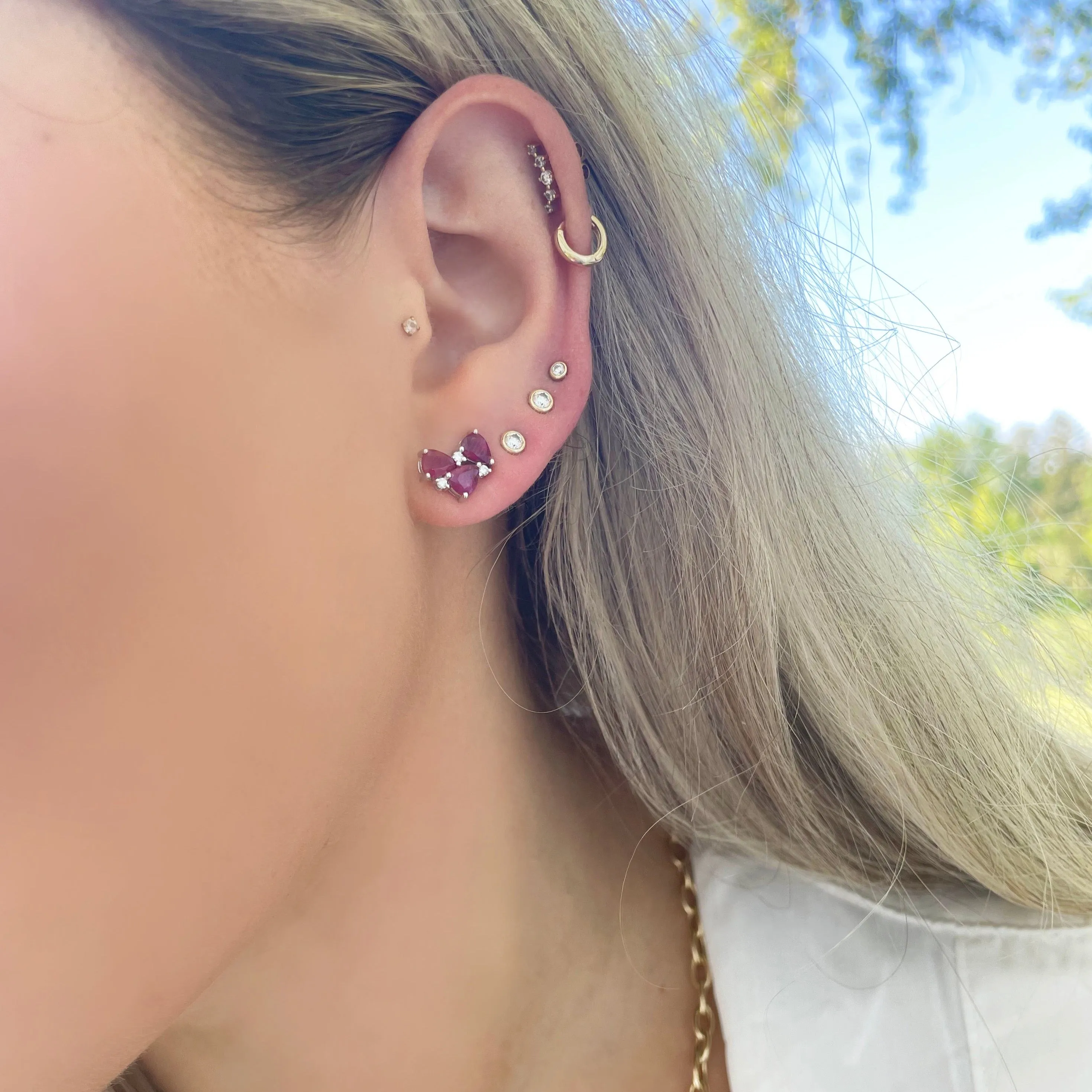 14K GOLD DIAMOND RUBY MAREN STUDS