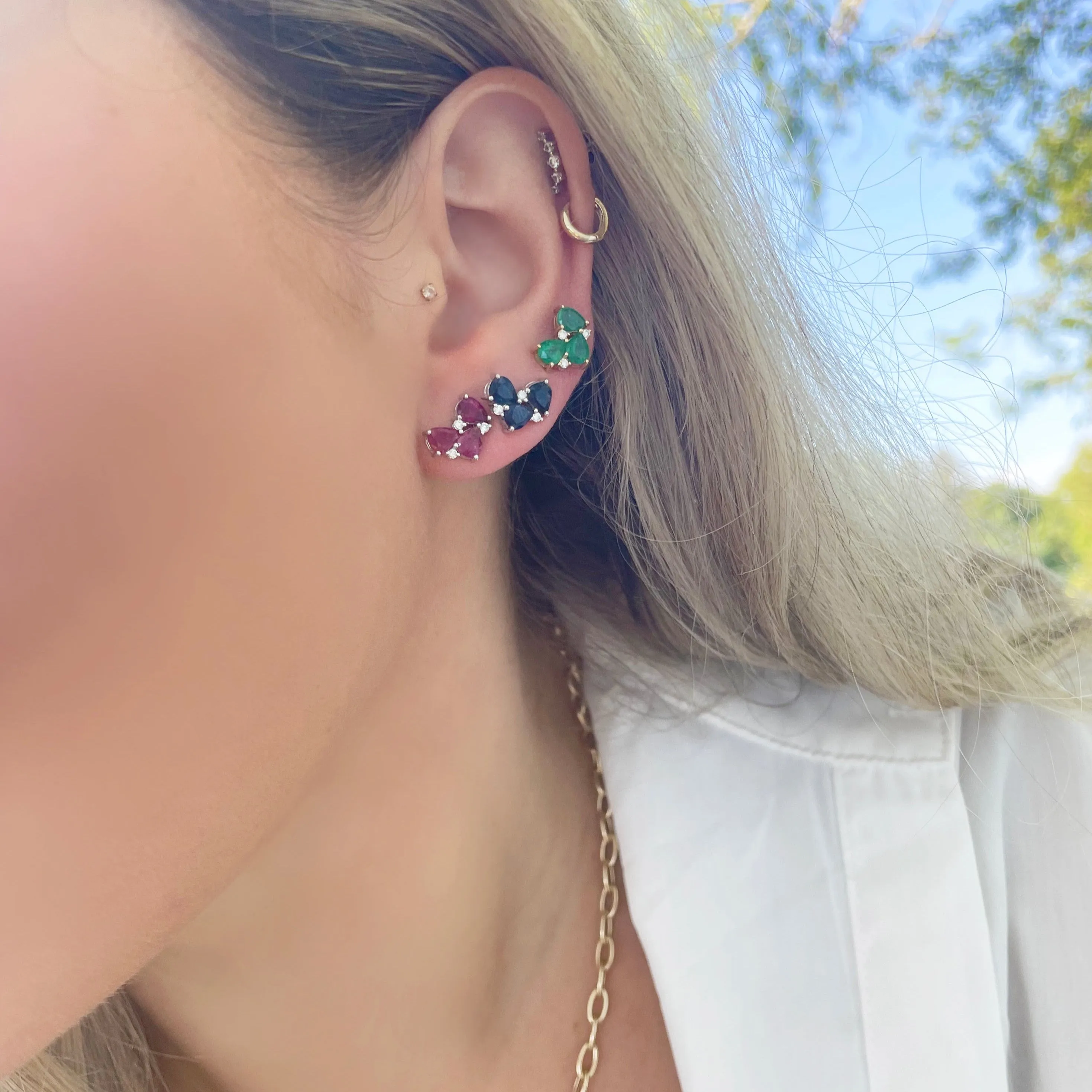 14K GOLD DIAMOND RUBY MAREN STUDS
