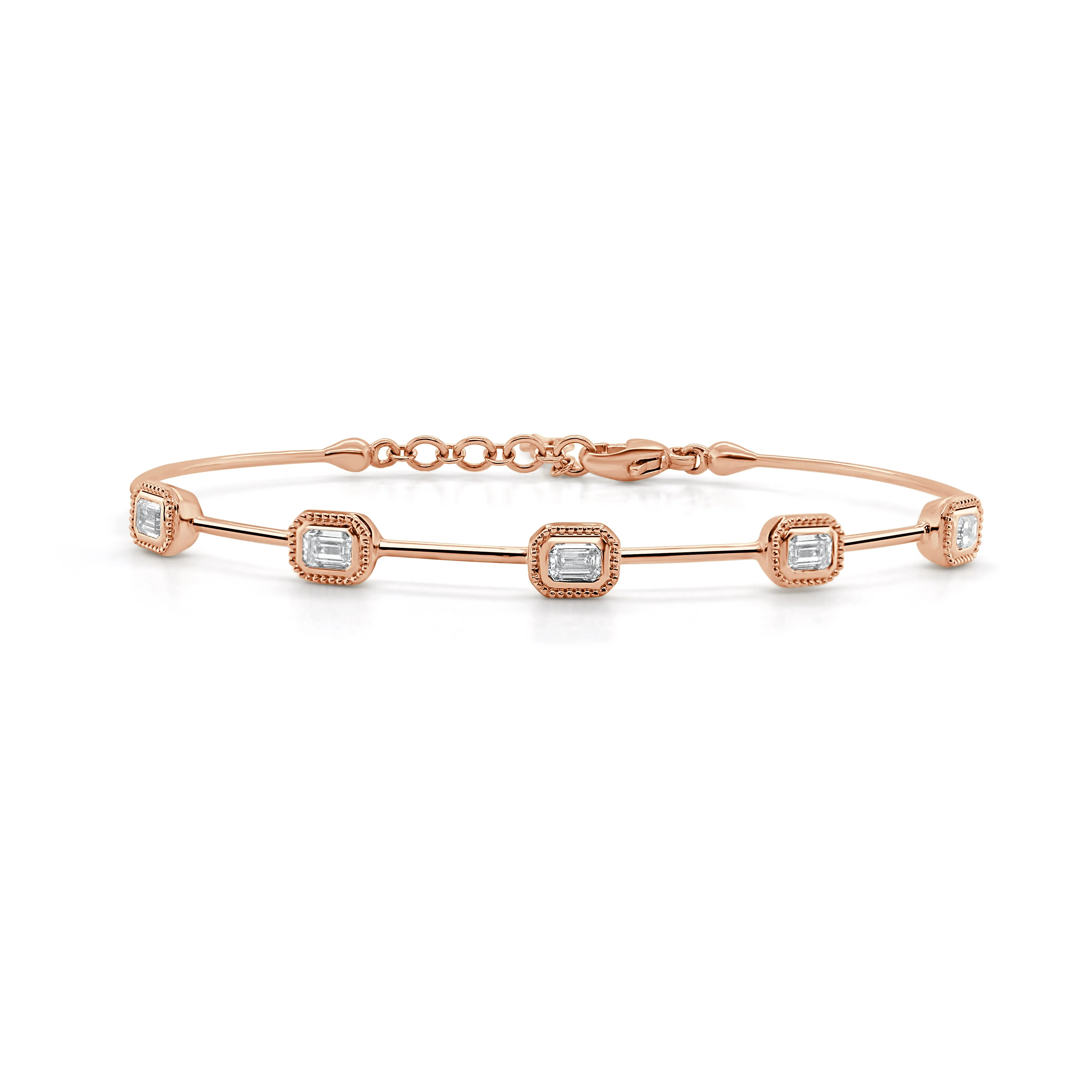 14K Gold Emerald Cut Diamond Bracelet - 0.53ct