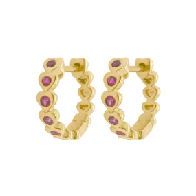 14K GOLD RUBY HANA HEART HUGGIES