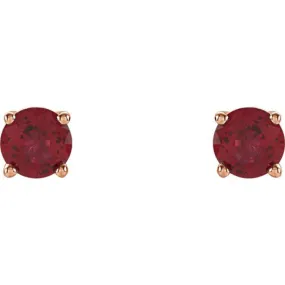 14K Rose 4 mm Lab-Grown Ruby Stud Earrings with Friction Post