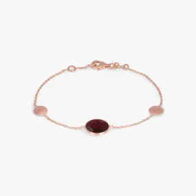 14k satin rose gold Kensington single stone bracelet in garnet