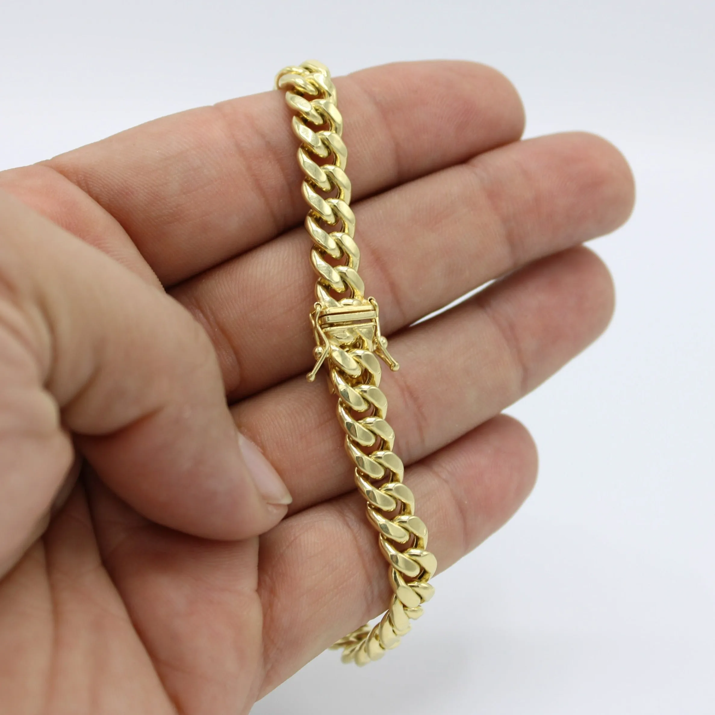 14K Semi-Solid Cuban Bracelet Yellow Gold // 7.7mm - 8.5 in //