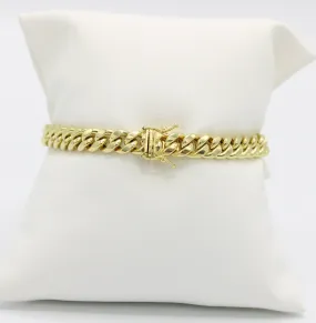 14K Semi-Solid Cuban Bracelet Yellow Gold // 7.7mm - 8.5 in //