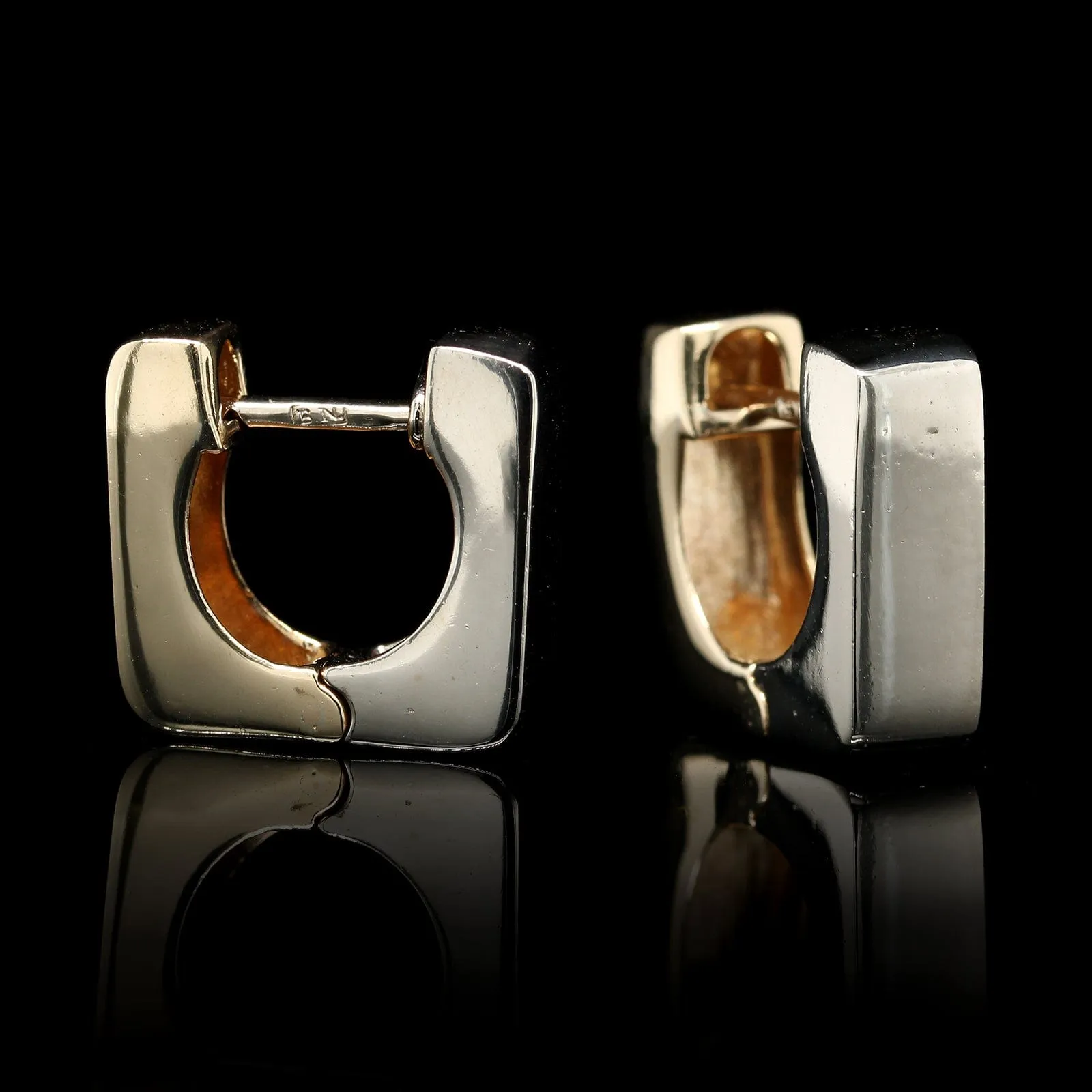 14K Two Tone Gold Estate Hoop Earrings