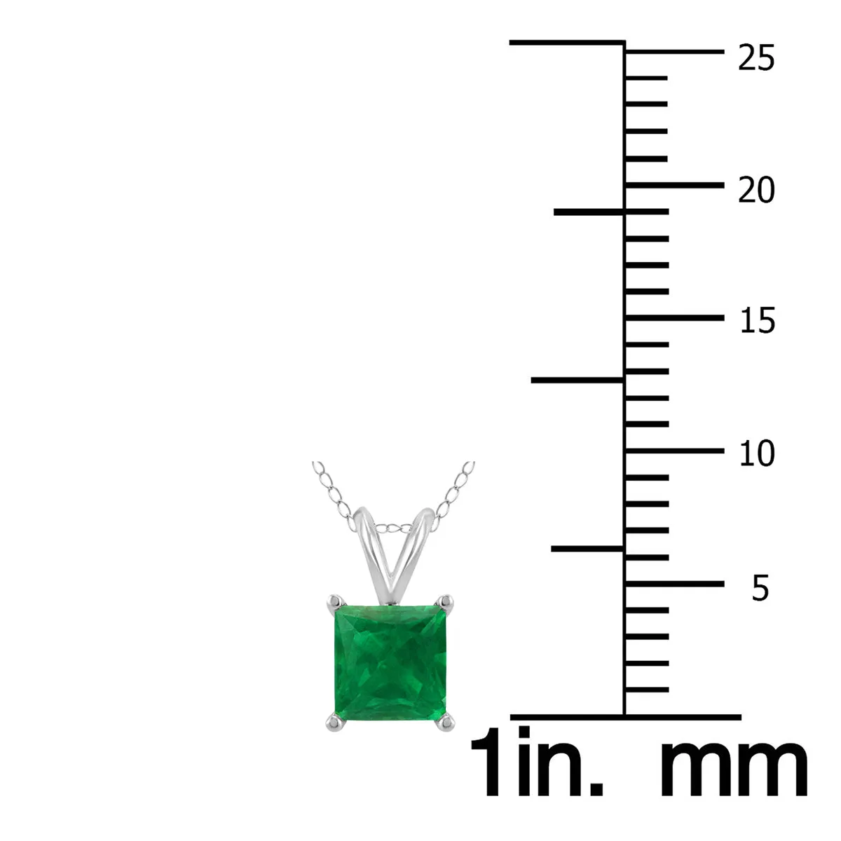 14K White Gold 4Mm Square Emerald Pendant
