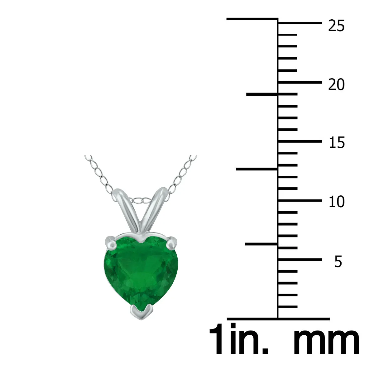 14K White Gold 5Mm Heart Emerald Pendant