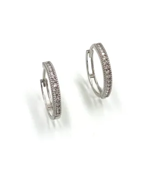 14K White Gold Cubic Zirconia Hoop Earrings