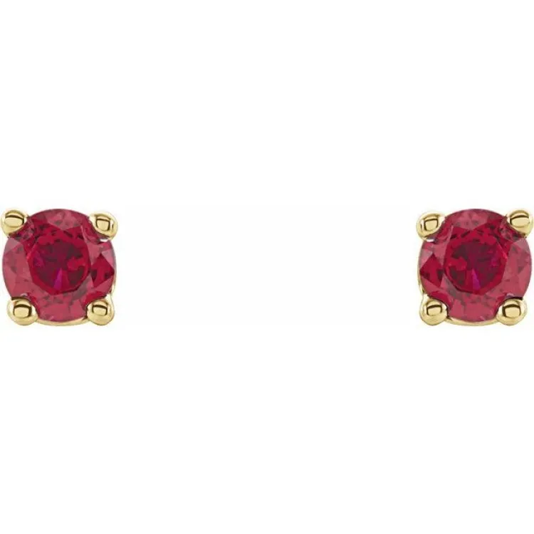 14K Yellow 2.5 mm Natural Ruby Stud Earrings with Friction Post