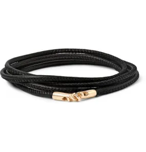14K Yellow Gold Leather Triple Wrap Bracelet