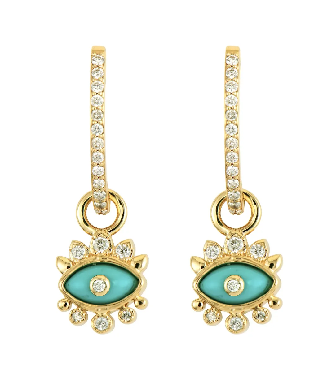 14KY Double Sided Evil Eye Charm