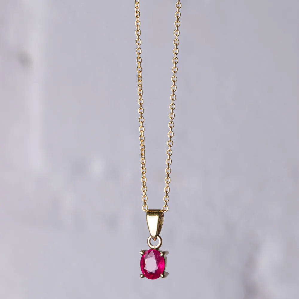 18ct Yellow Gold Oval Ruby Pendant