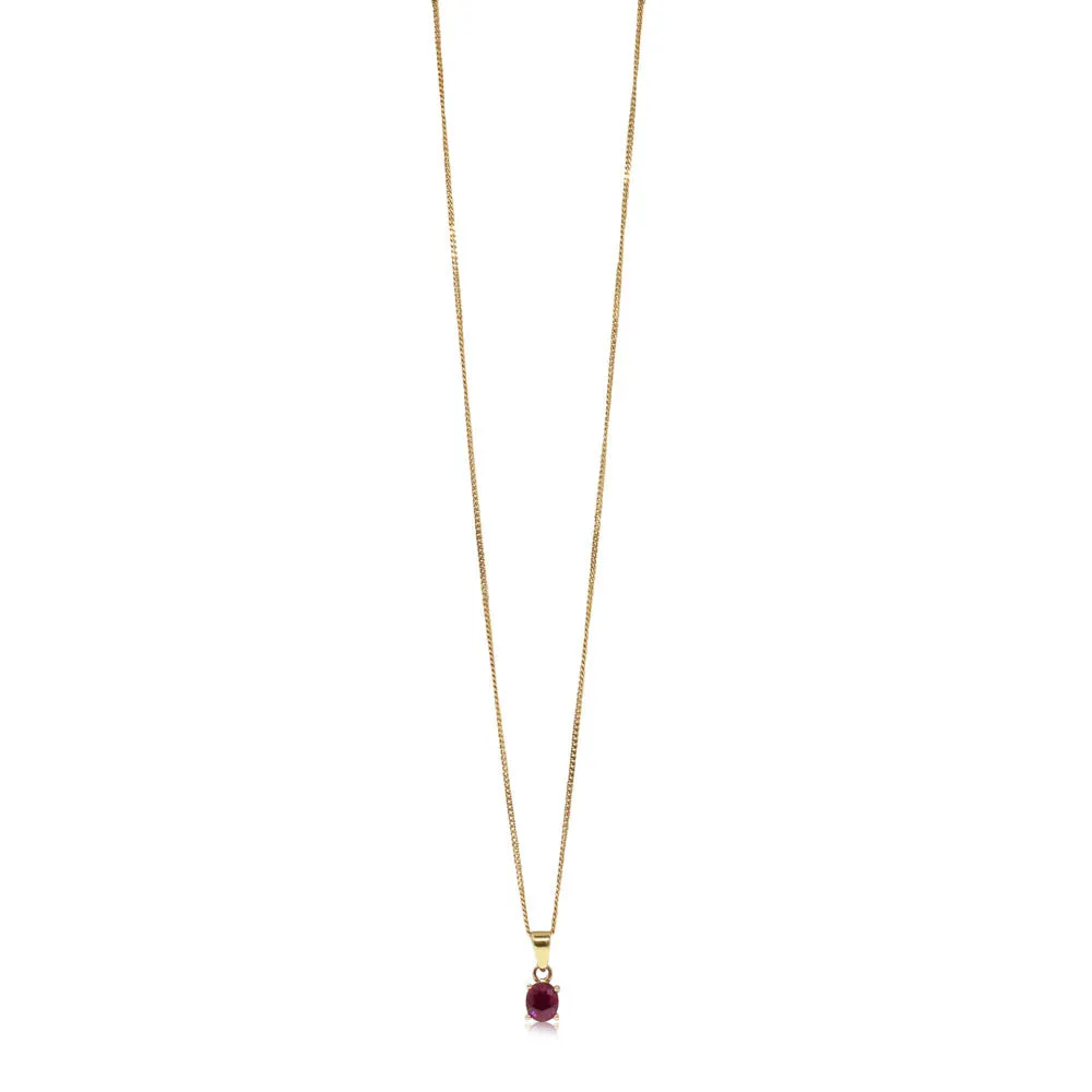 18ct Yellow Gold Oval Ruby Pendant