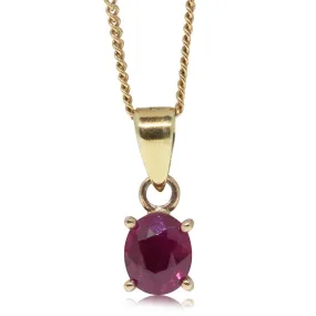 18ct Yellow Gold Oval Ruby Pendant