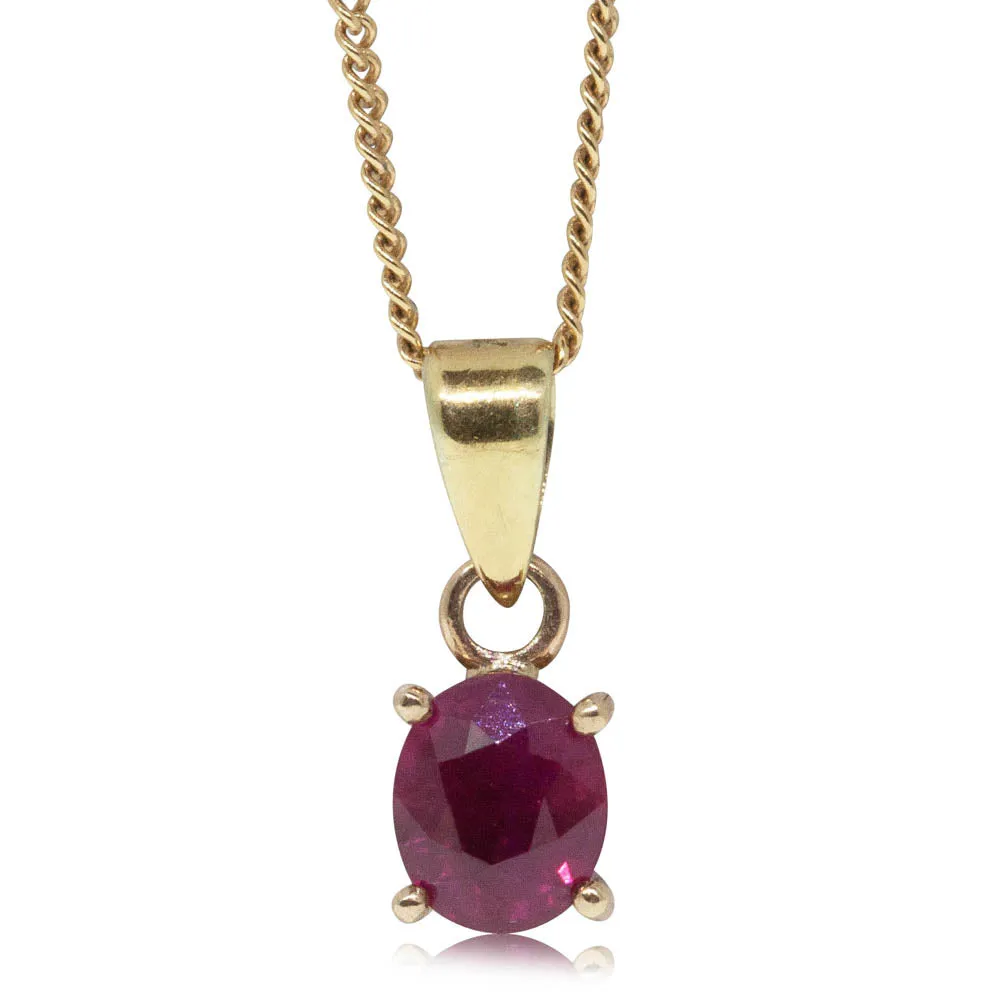 18ct Yellow Gold Oval Ruby Pendant