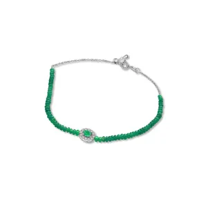 18k Gold Emerald Beaded Diamond Bracelet