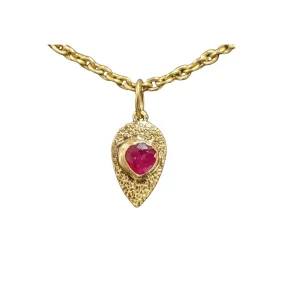 18k Gold Natural Ruby Pendant