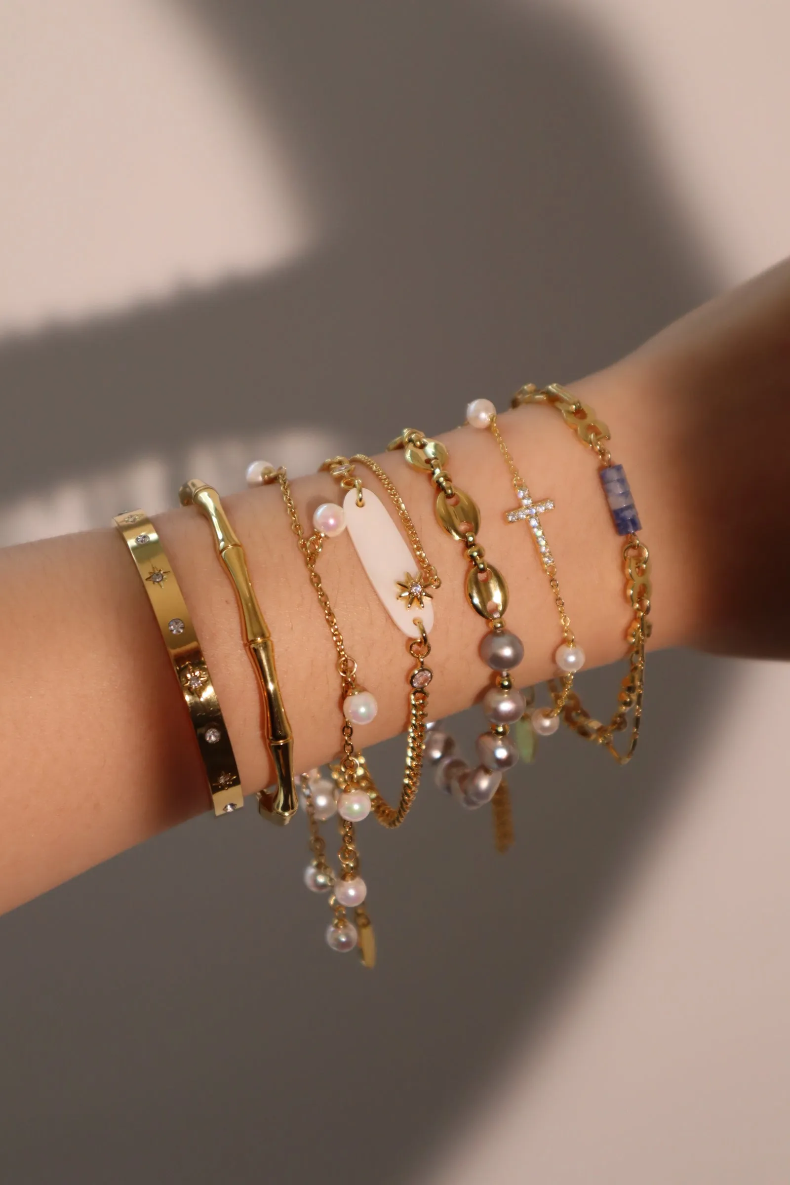 18K Gold Stainless Steel Bamboo Bracelet