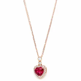 18k Rose Gold  Lab. Created Ruby & CZ Pendant