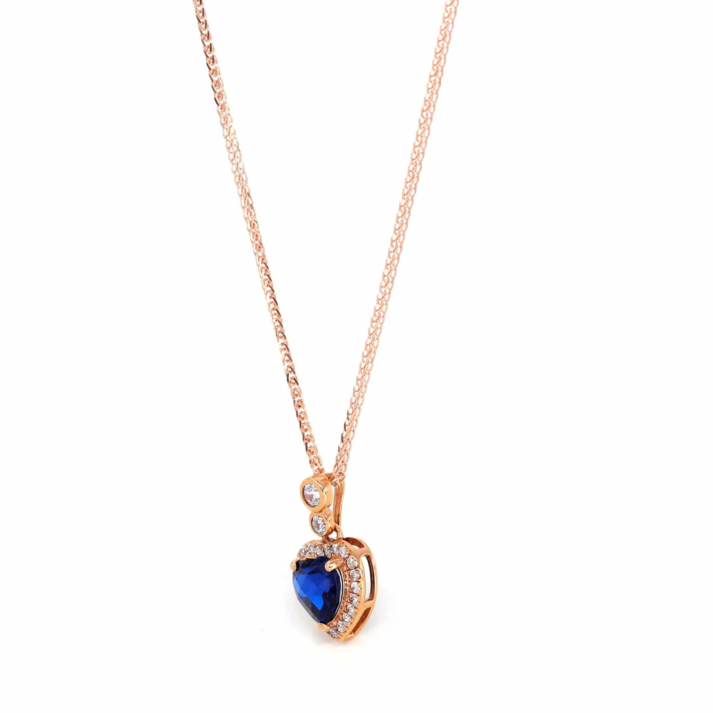18k Rose Gold Lab. Created Sapphire, Ruby & CZ Pendant Necklace