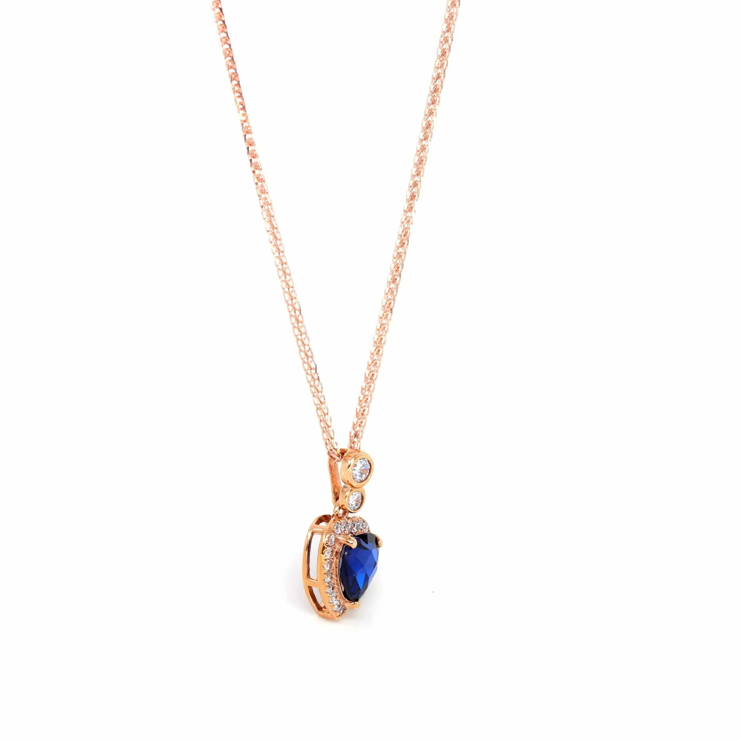 18k Rose Gold Lab. Created Sapphire, Ruby & CZ Pendant Necklace