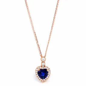 18k Rose Gold Lab. Created Sapphire, Ruby & CZ Pendant Necklace