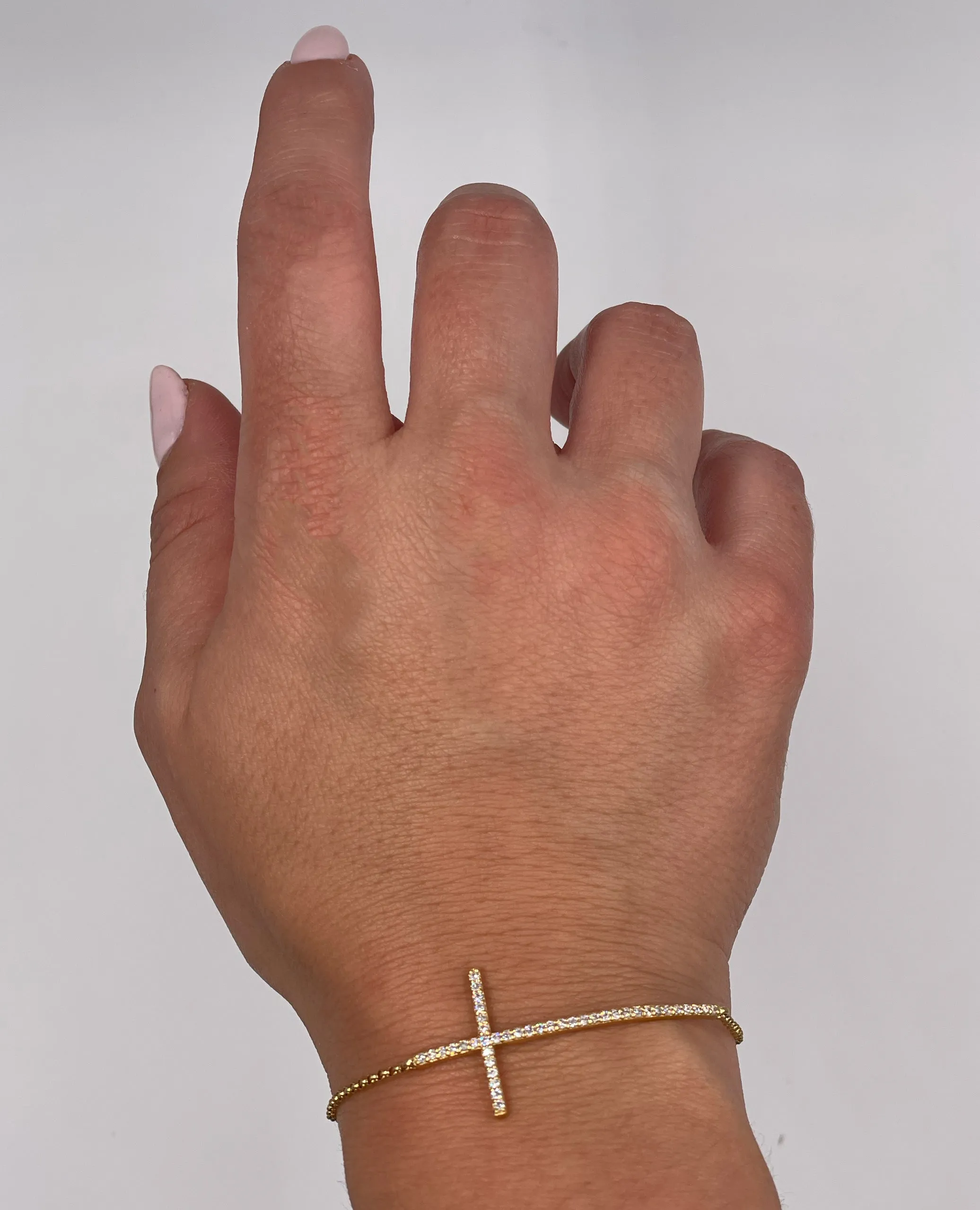 18K Yellow Gold Diamond Cross Bracelet