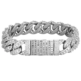 18mm Emerald Cut Box Lock Miami Cuban Bracelet