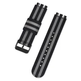 19mm Universal nylon   canvas watch strap in black buckle - Black / Grey