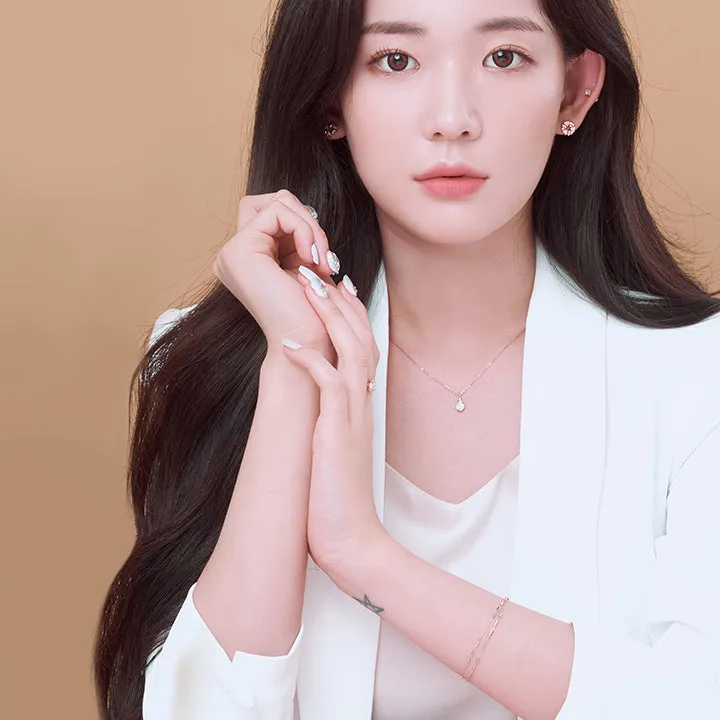 [25 silver] Leav Chain Bracelet
