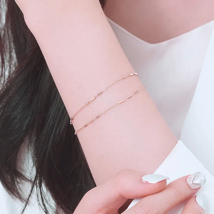 [25 silver] Leav Chain Bracelet