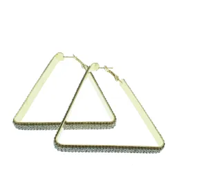 3 Row Crystal Stone Triangular Shaped Earrings