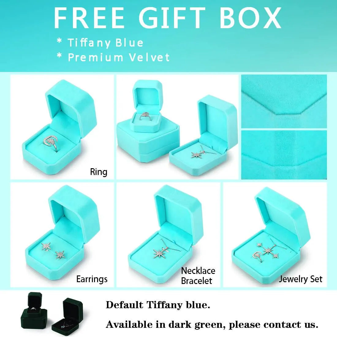 3D Cube Birthstone May Emerald Jewelry Set 3PCS Women Girls Birthday Gift