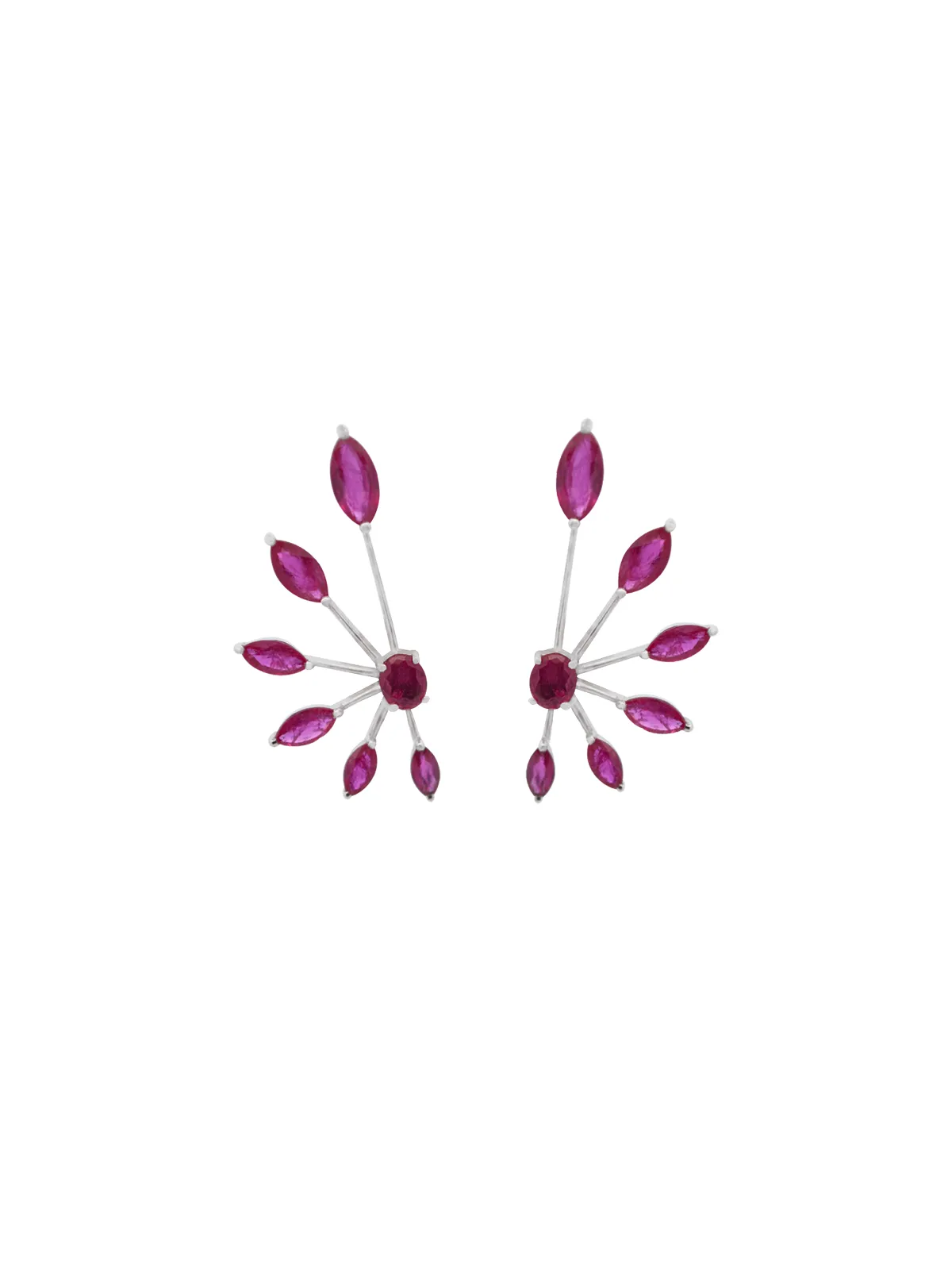 4.20ct Ruby 18K Gold Climber Earrings