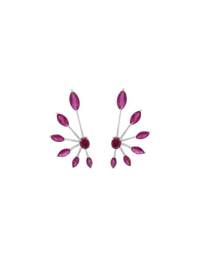 4.20ct Ruby 18K Gold Climber Earrings