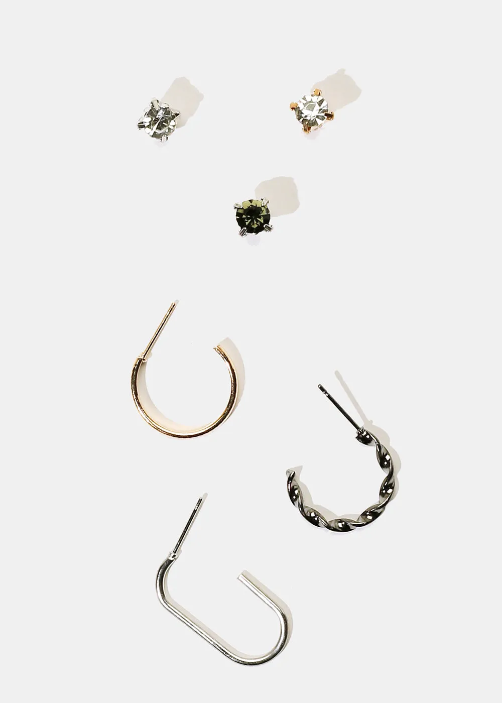 6-Pair Stud & Hoop Earrings