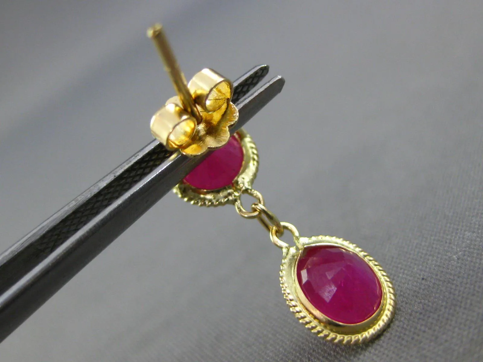 .76CT AAA RUBY 14K YELLOW GOLD DOUBLE OVAL FILIGREE BY THE YARD HANGING EARRINGS