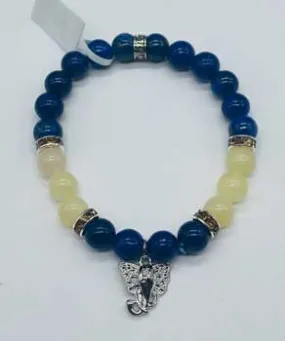 8mm Lapis, Honey Jade, Ganesha bracelet