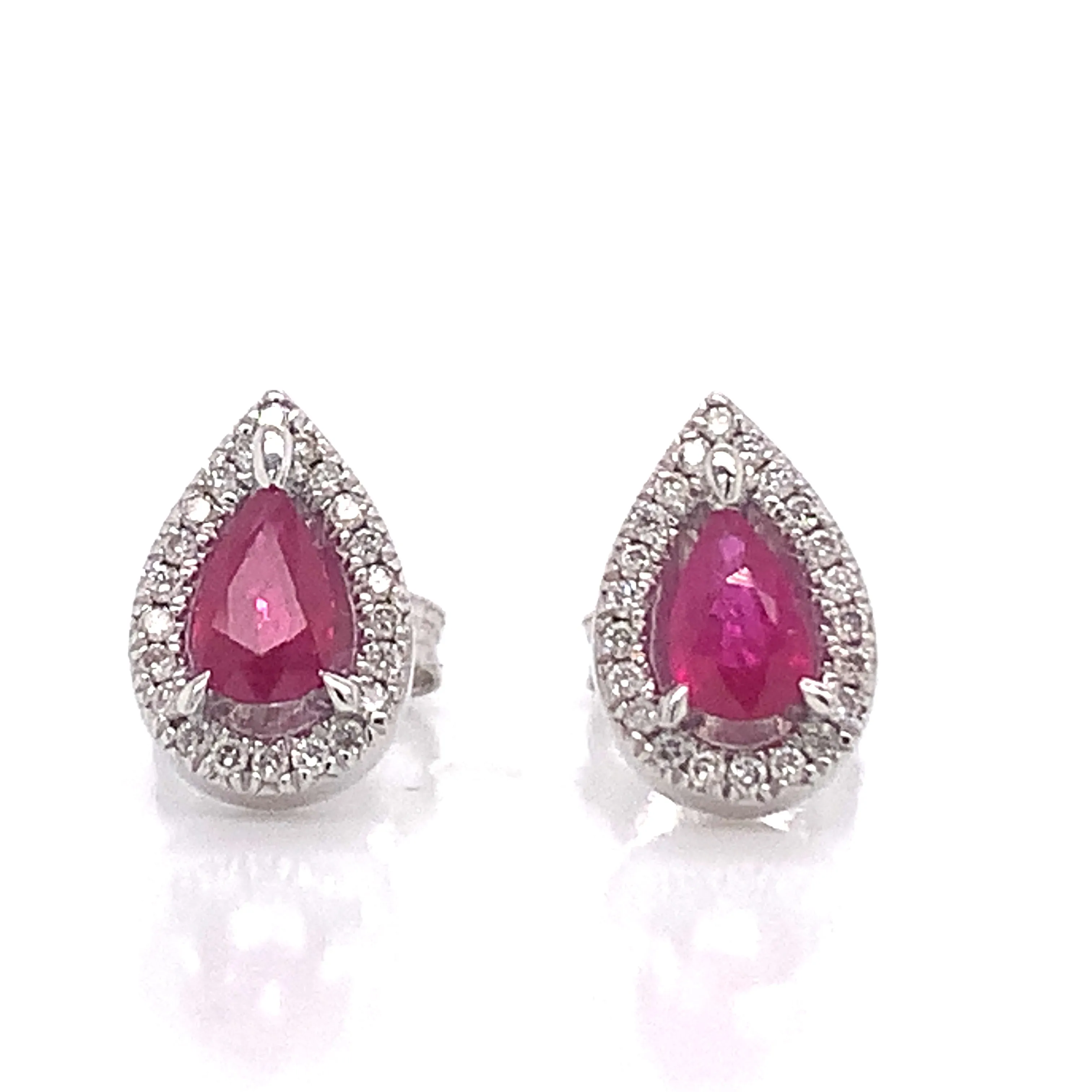 9ct White Gold 0.60ct Earth Grown Ruby And Diamond Earrings