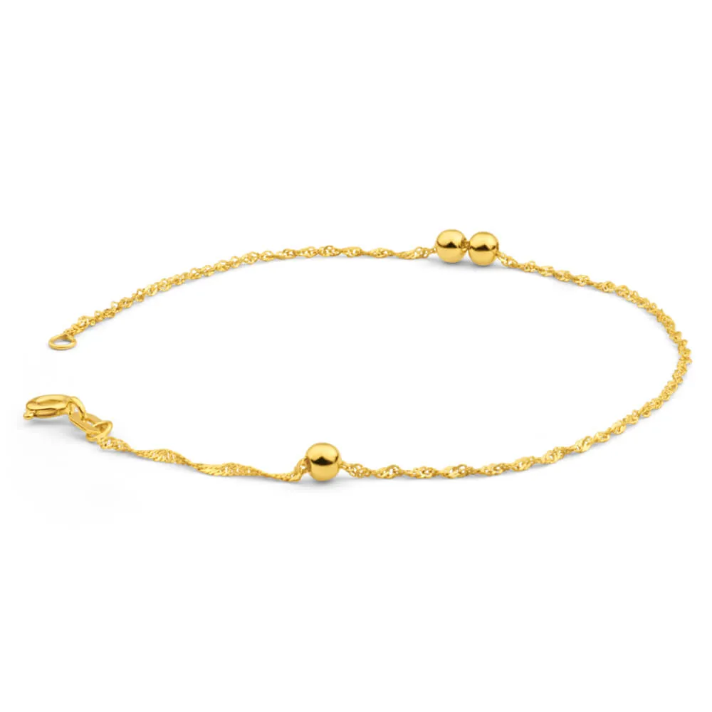 9ct Yellow Gold Silver Filled Singapore Ball 19cm Bracelet