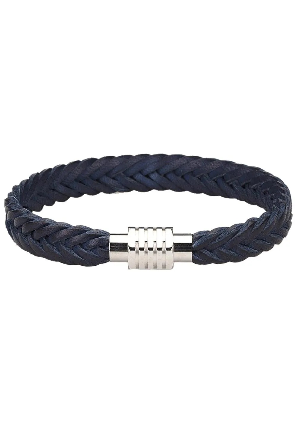 AB001 Navy Braided Leather Bracelet