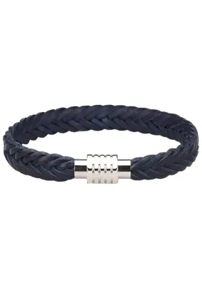 AB001 Navy Braided Leather Bracelet