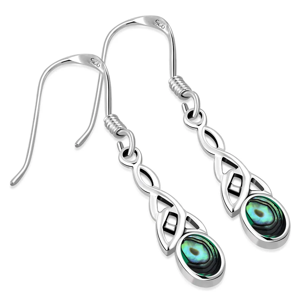 Abalone Shell Celtic Trinity Silver Earrings
