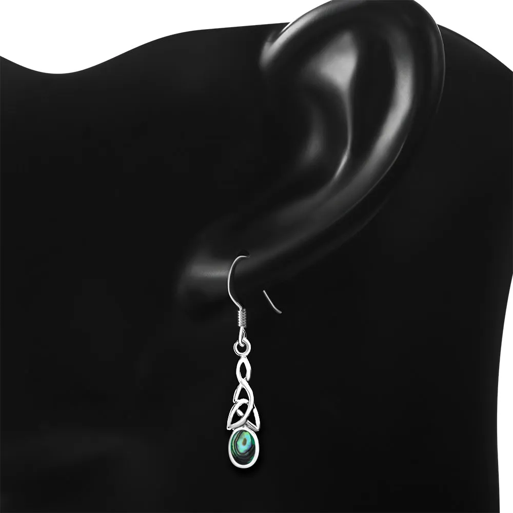 Abalone Shell Celtic Trinity Silver Earrings
