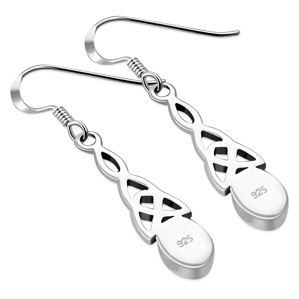 Abalone Shell Celtic Trinity Silver Earrings