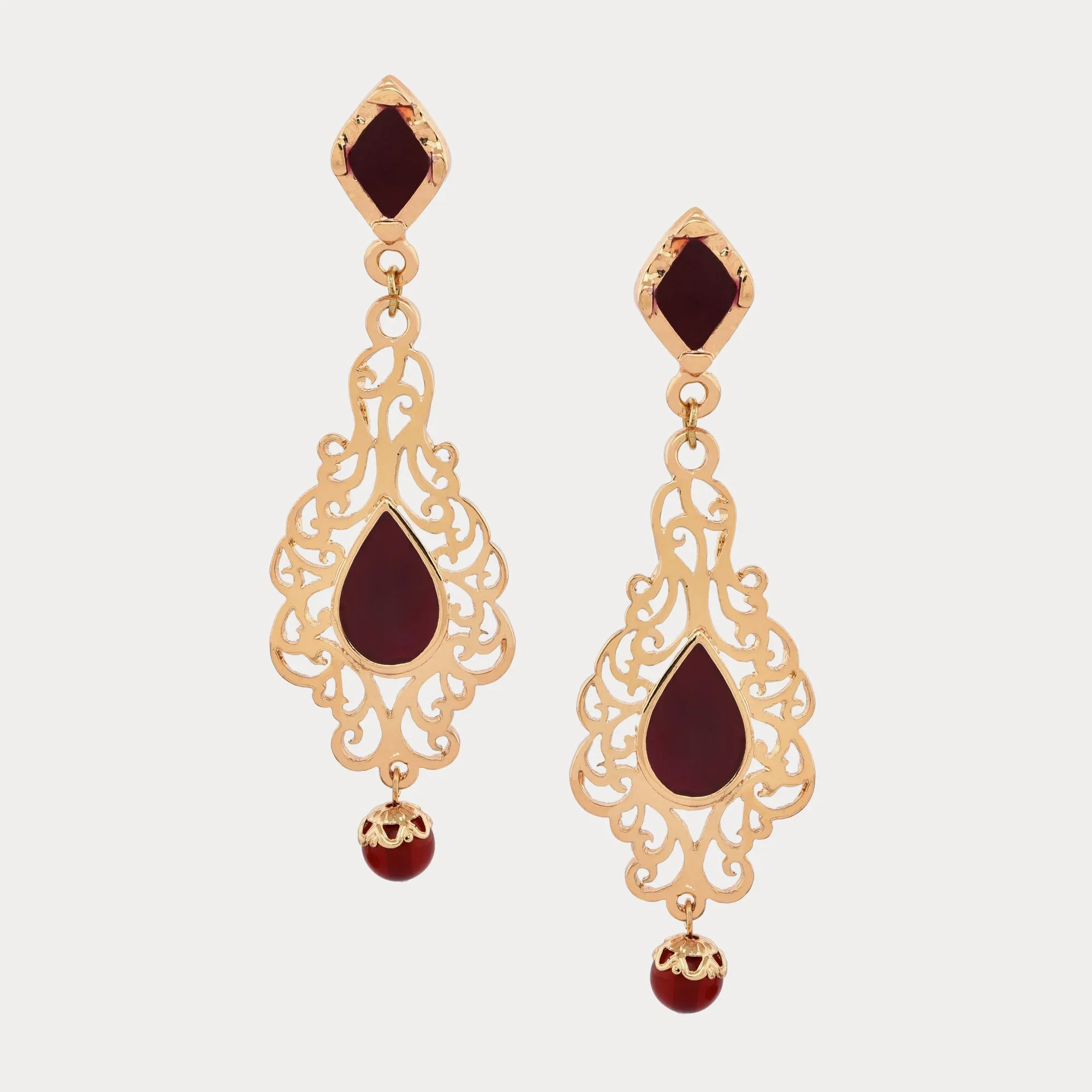 Accessorize London Women's Red Filigree Long Drop Earrings