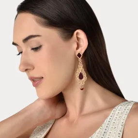 Accessorize London Women's Red Filigree Long Drop Earrings